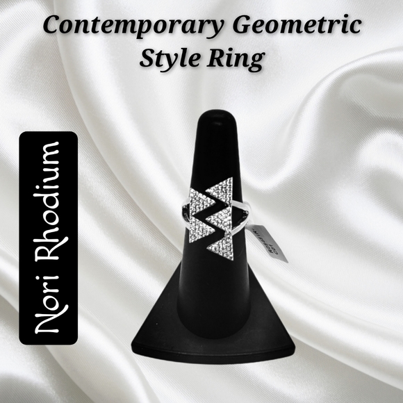 Nori Rhodium ~ Contemporary Geometric Style Ring - Picture 2 of 9